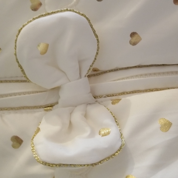 Little Me 24M little girls puffer jacket hooded polyester warm cozy gold hearts - Picture 4 of 9